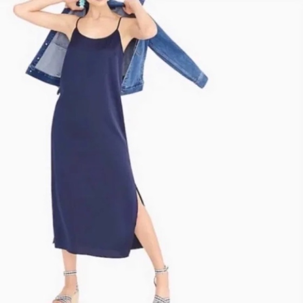 J. Crew Navy Midi Slip Dress